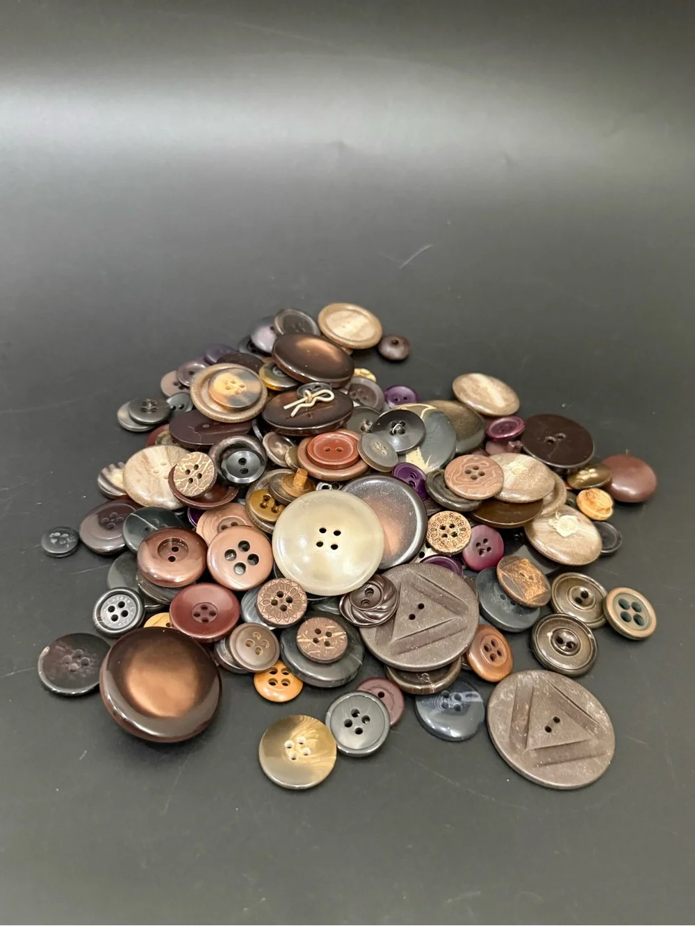 Vintage Mixed Assortment of Sewing Buttons Brown Tan Earth-toned Shades